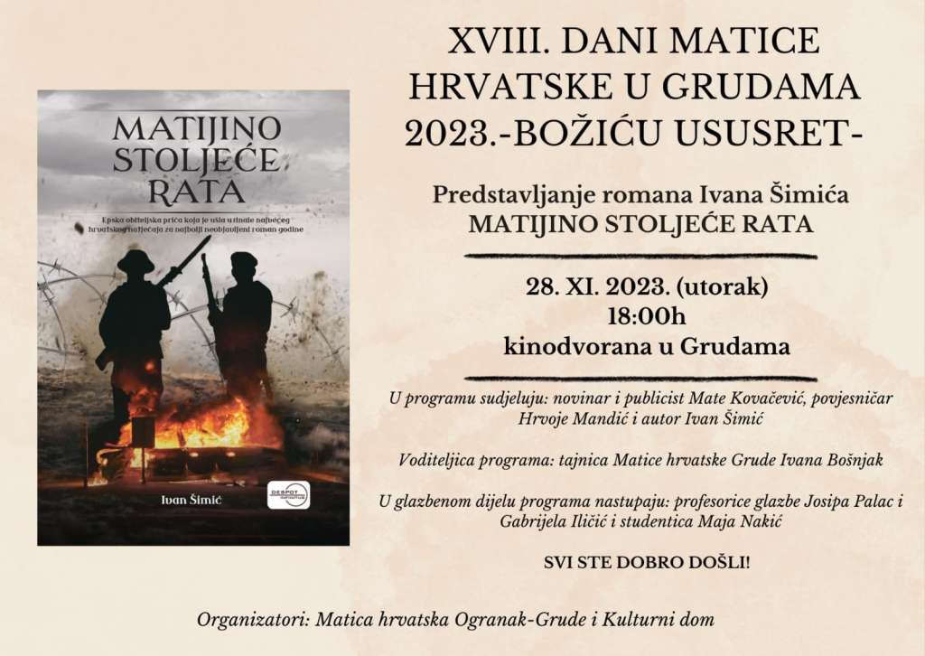 Predstavljanje romana “Matijino stoljeće rata”, autora Ivana Šimića