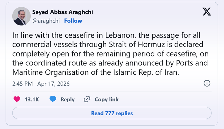 Iran objavio: Hormuški tjesnac otvoren za komercijalni promet