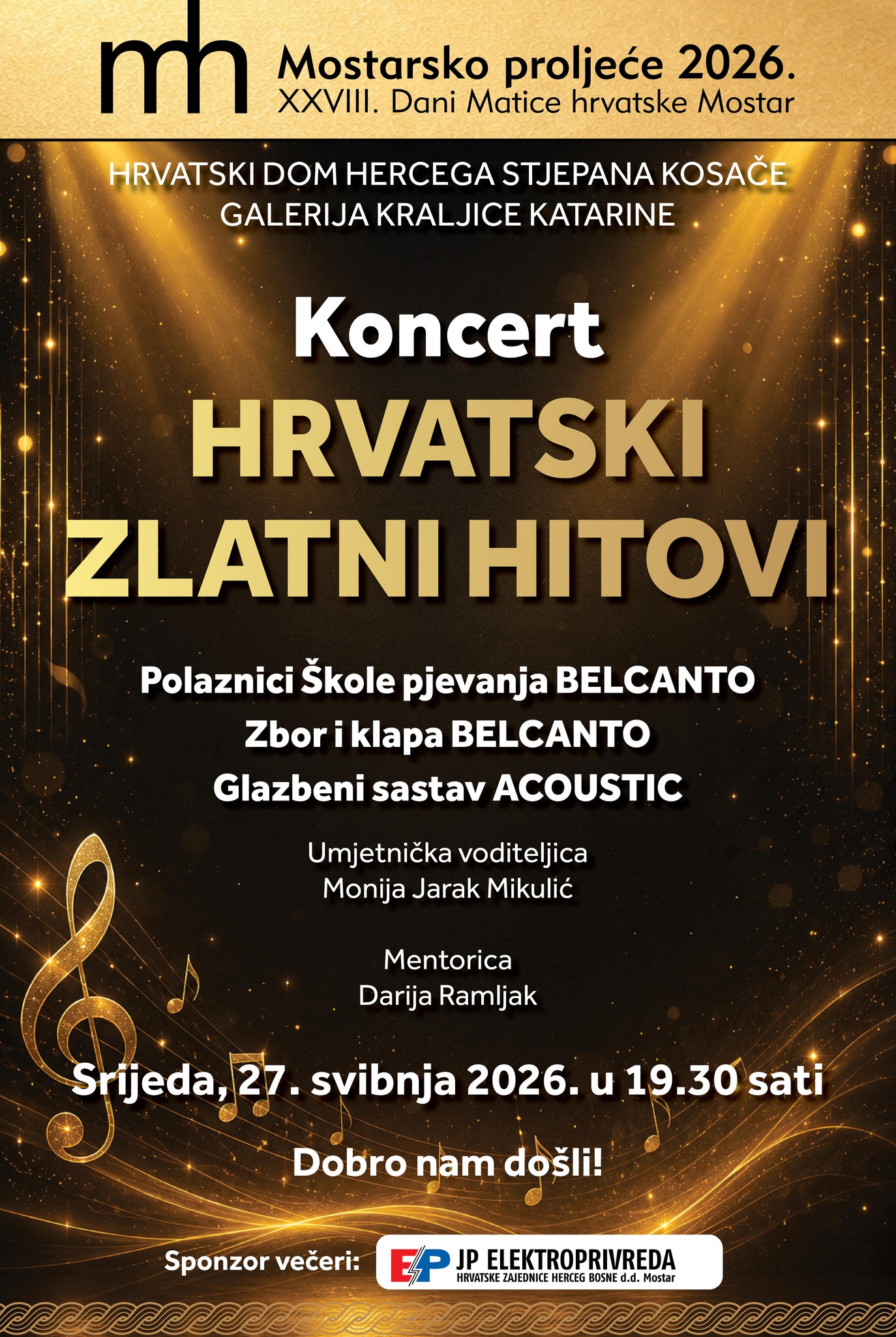 Mostarsko proljeće 2026.: Hrvatski zlatni hitovi uz slavuje iz Belcanta